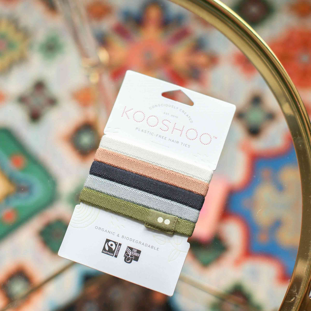 Classics hair ties with plastic-free packaging.