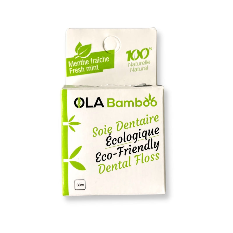 OLA Bamboo Eco Friendly Dental Floss In Cardboard Packaging.