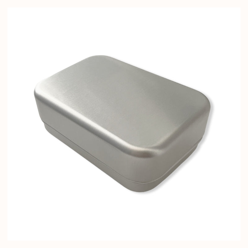 Aluminum Travel Soap Case, shown closed.