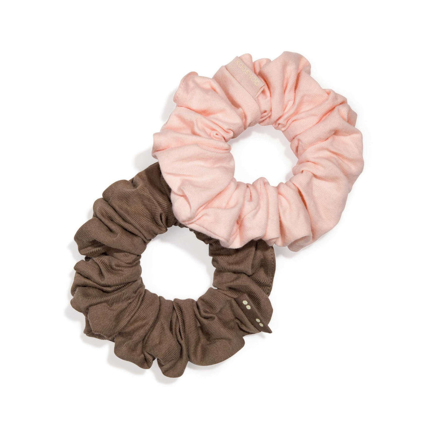 Two Hair scrunchies in Blush Walnut color combo.