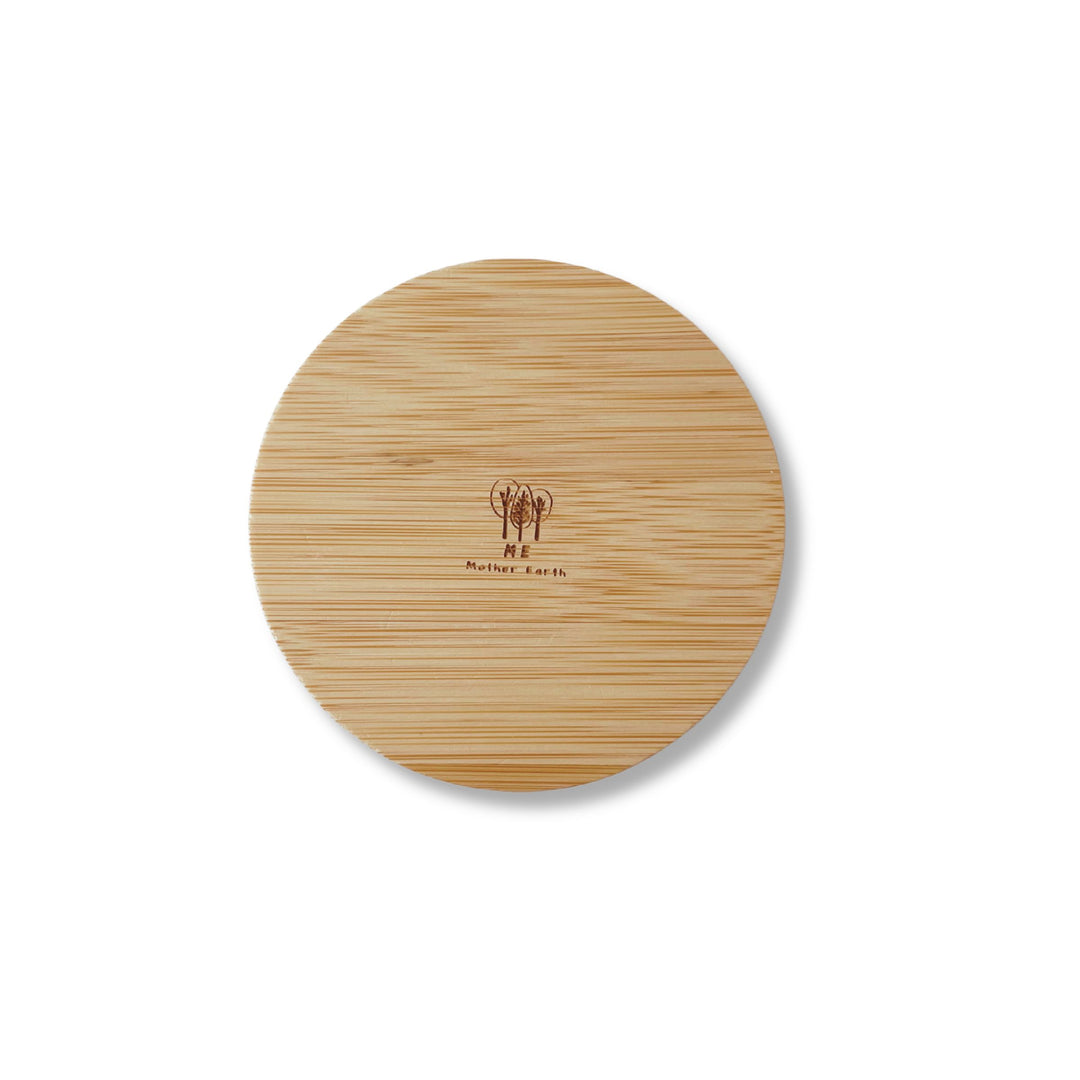 Bamboo Mason jar lid (wide size) showing top of lid.