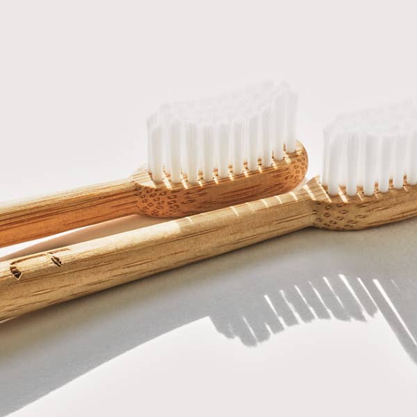 Bamboo Toothbrush for Adults, showing close up detail of two brush heads.