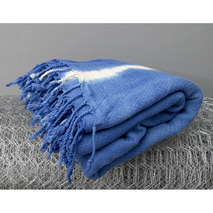 Turkish Towel Store Blue Tie Dye Batik Pattern Travel Towel Folded.
