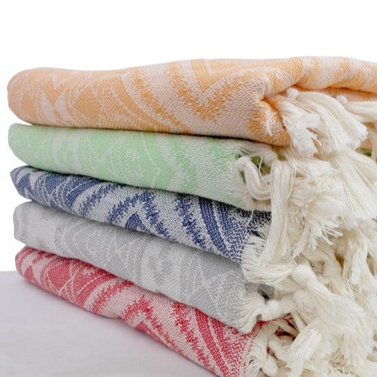 Turkish Towel Store 100% Turkish Cotton Towels, Available Two Colors: Green and Blue.