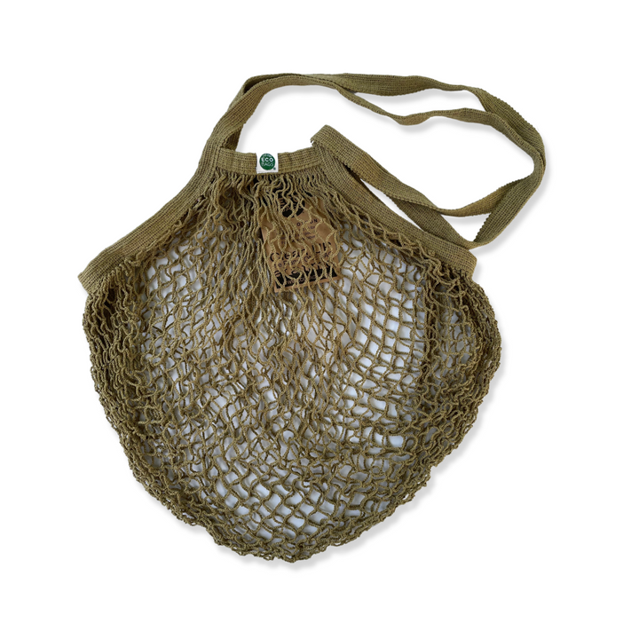 Ecobags String Bag In Celery Seed (Muted Green) color on white background.