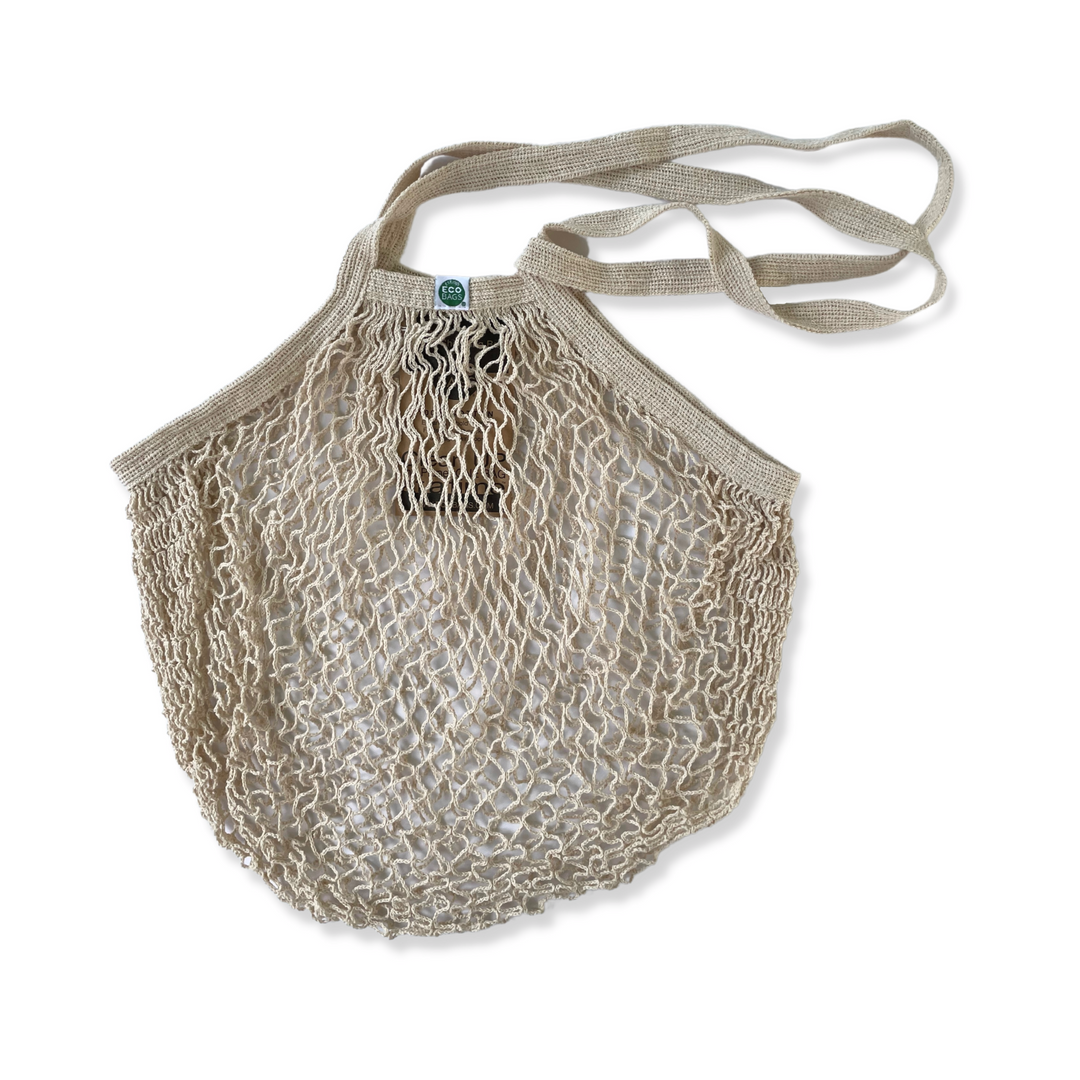 Ecobags String Bag in Natural (off-white) color on white background.