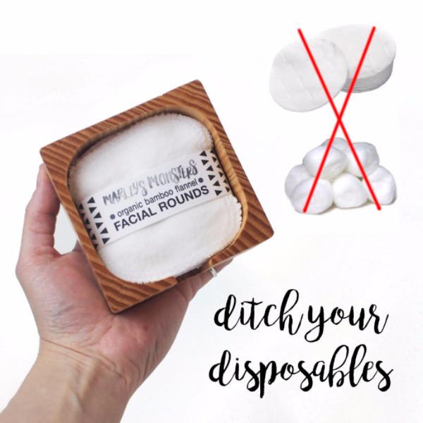 Marleys Monsters Wooden Facial Rounds Dispenser Filled With White Rounds Eliminates Need for Disposable Cotton Balls And Rounds.