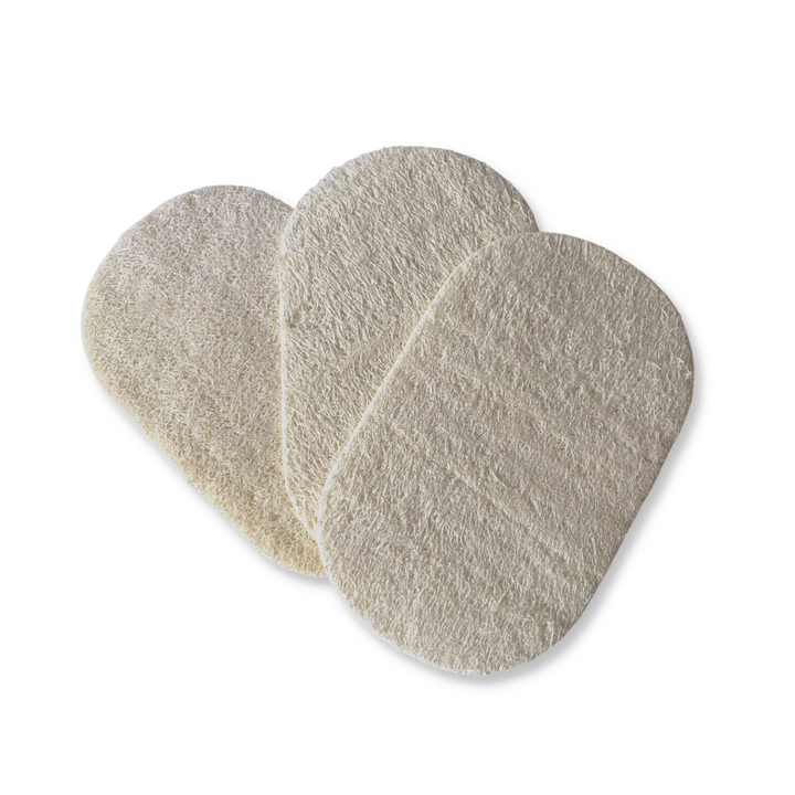 ME Mother Earth Eco Dish Sponge. Three, Single-Layer, Biodegradable Loofah Sponges, On White Background.
