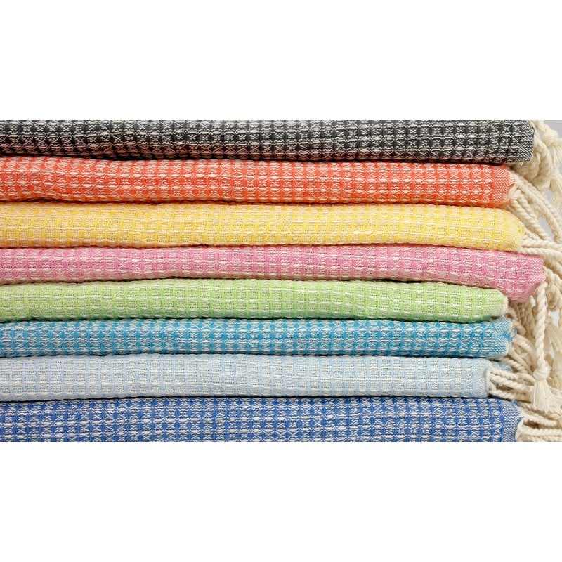 Turkish Towel Store Square Pattern Cotton Towel In Many Colors.