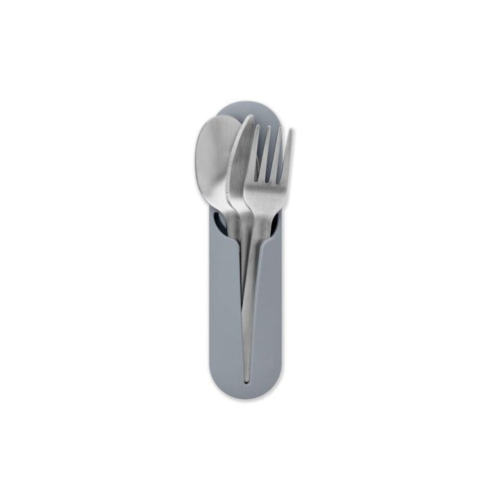 W&P Porter Stainless Steel Reusable Utensil Set In Slate Silicone Sleeve.