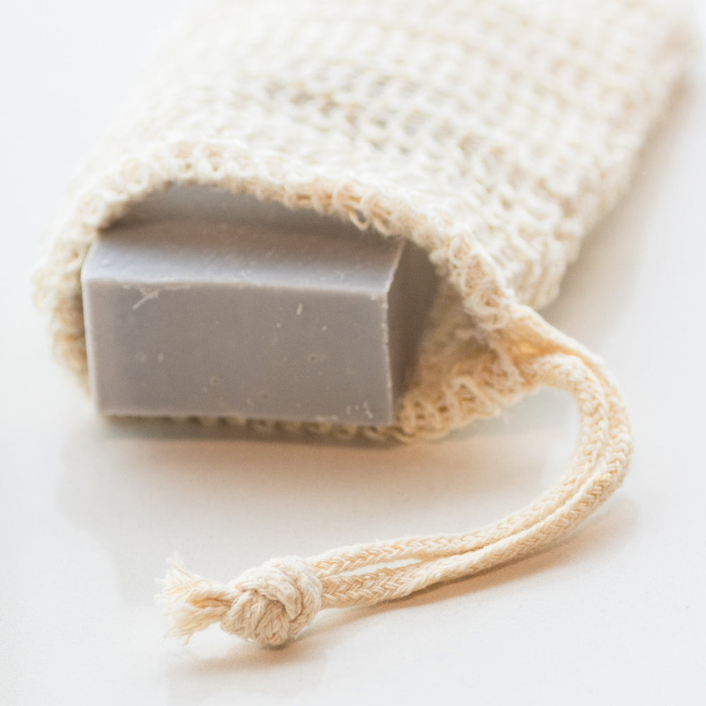 Eco-friendly home products shown here include an Agave Fiber Woven Soap Bag, with soap in bag.