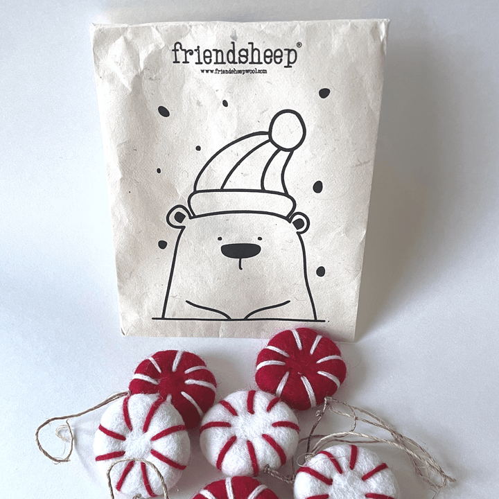 Friendsheep Peppermint Eco Freshener Ornaments - Set of 6, Shown with Plastic-Free Packaging.