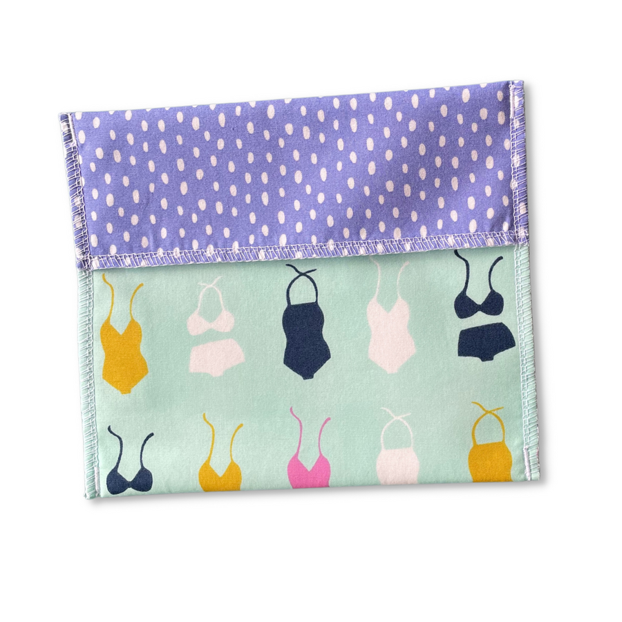 Marley's Monsters Fold And Close Snack Bags, In Bathing Suit Print.
