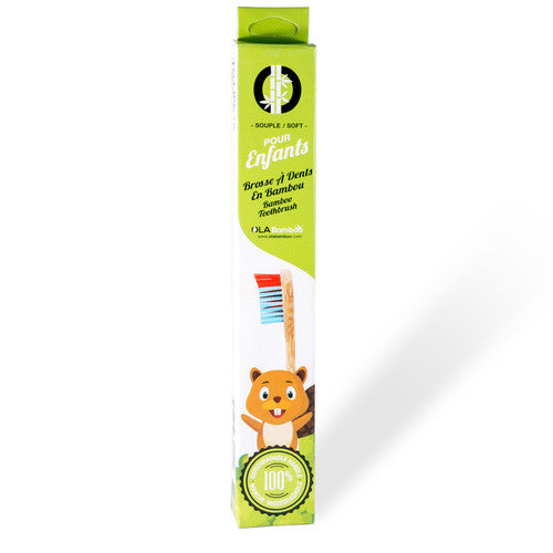 OLA Bamboo Toothbrushes For Kids In Plastic Free Packaging.